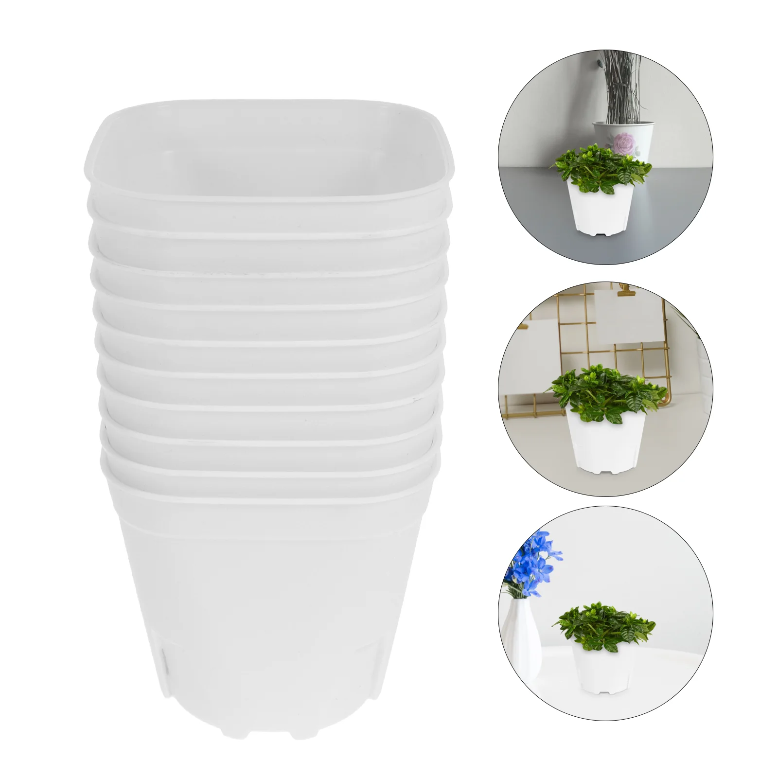 

10 Pcs Flower Pots Outdoor Nursery Plants Square Basin Plastic Drainage Holes Succulent Garden