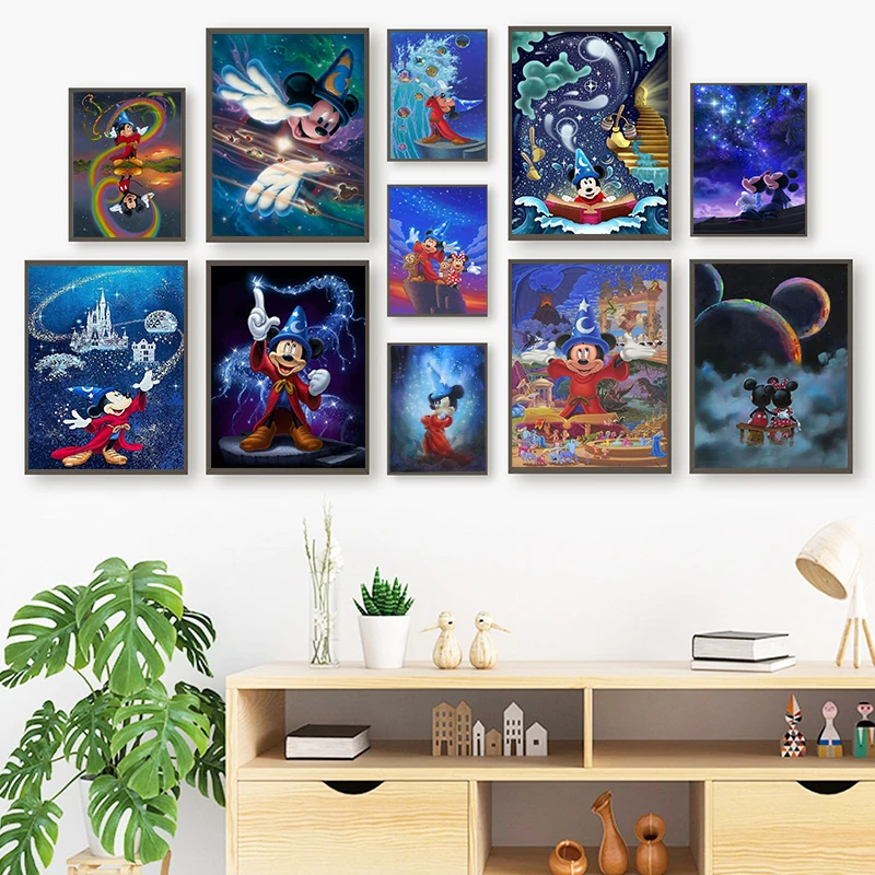 

Картина на холсте Disney, настенное искусство, магические постеры и принты Микки Мауса для детской, спальни, мультяшный Декор для дома