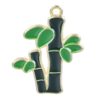 15pcslot bamboo leaves green plant nature panda food charms metal alloy enamel pendants for men women jewelry making supplies