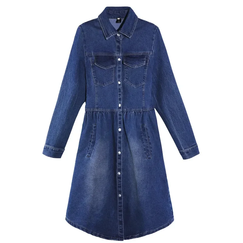 Тренчкот женский джинсовый средней длины модная Повседневная джинсовая куртка в