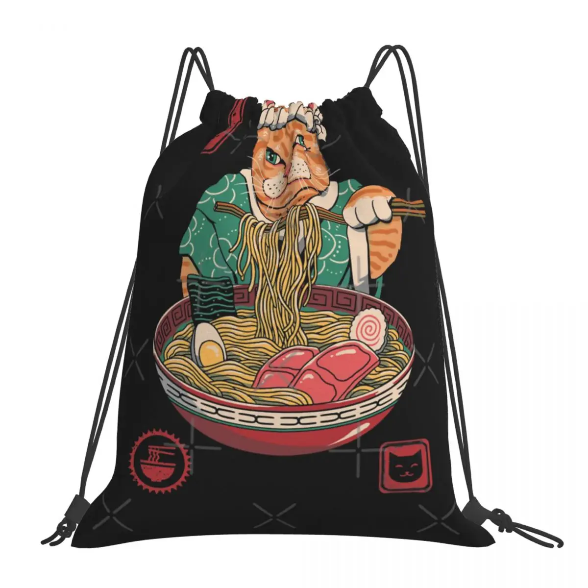 

Рюкзаки на шнурке для рамен Neko, мужские рюкзаки
