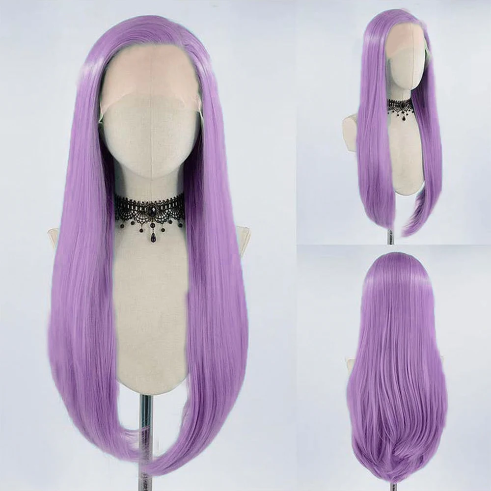 

Синтетические кружевные передние парики, длинные прямые медные фиолетовые для женщин с предварительно выщипанными детскими волосами, терм...