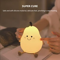 cute pear shaped night light for kids baby silicone smile table lamp usb rechargeable bedroom decoration gift for girlfriend