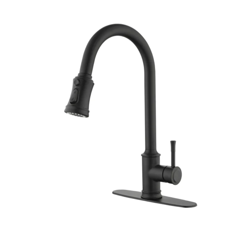 

Ingle Handle High Arc Pull Out Kitchen Faucet\ Single Level Stainless Steel Kitchen Sink Faucets with Pull Down