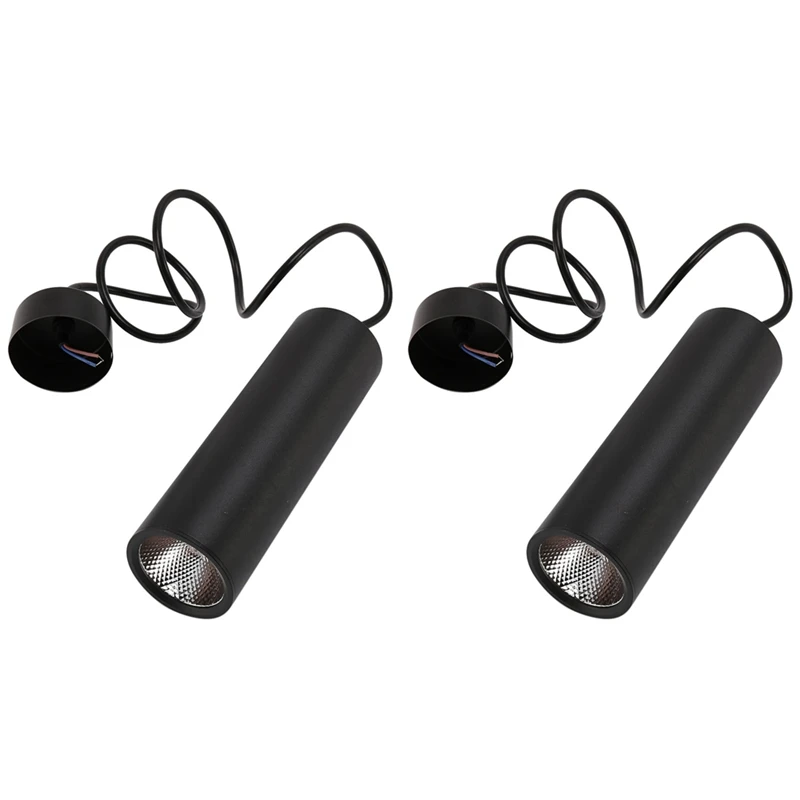 

2X Black High Quality Modern Minimalist Cafe Chandeliers Positive White LED Restaurant COB Spotlights