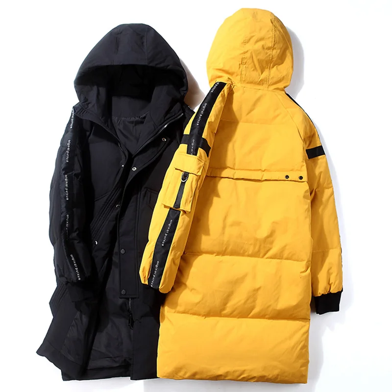 2022 Man Jacket Winter Plus Long Down Jackets Warm Thick Hood Coats Men Fashion Outwear Outfits Classic Windproof Pockets Parkas