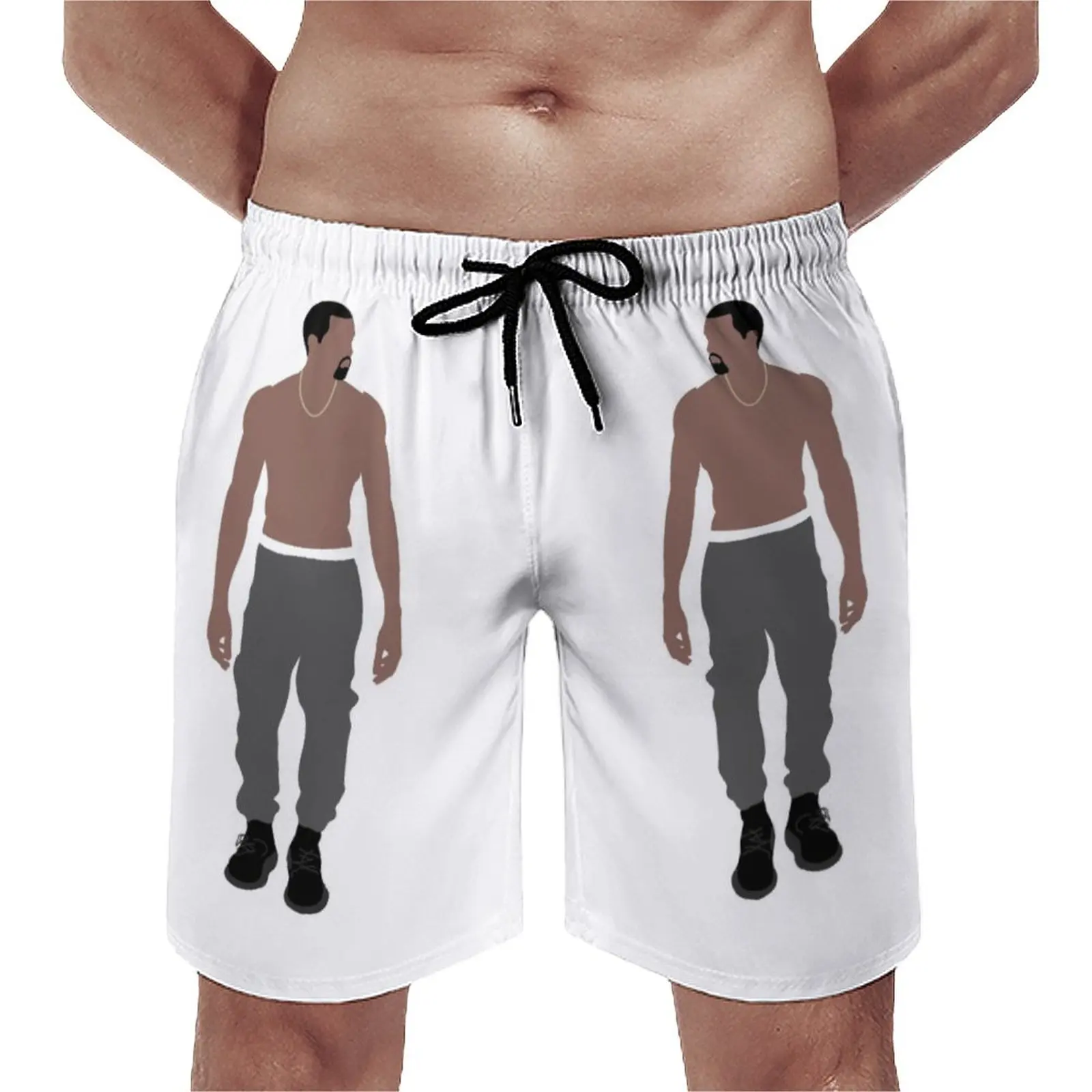 Kanye West Fanart Gym Shorts Summer Rapper Heartbreak Power Running Surf Board Short Pants Plus Size Beach Trunks