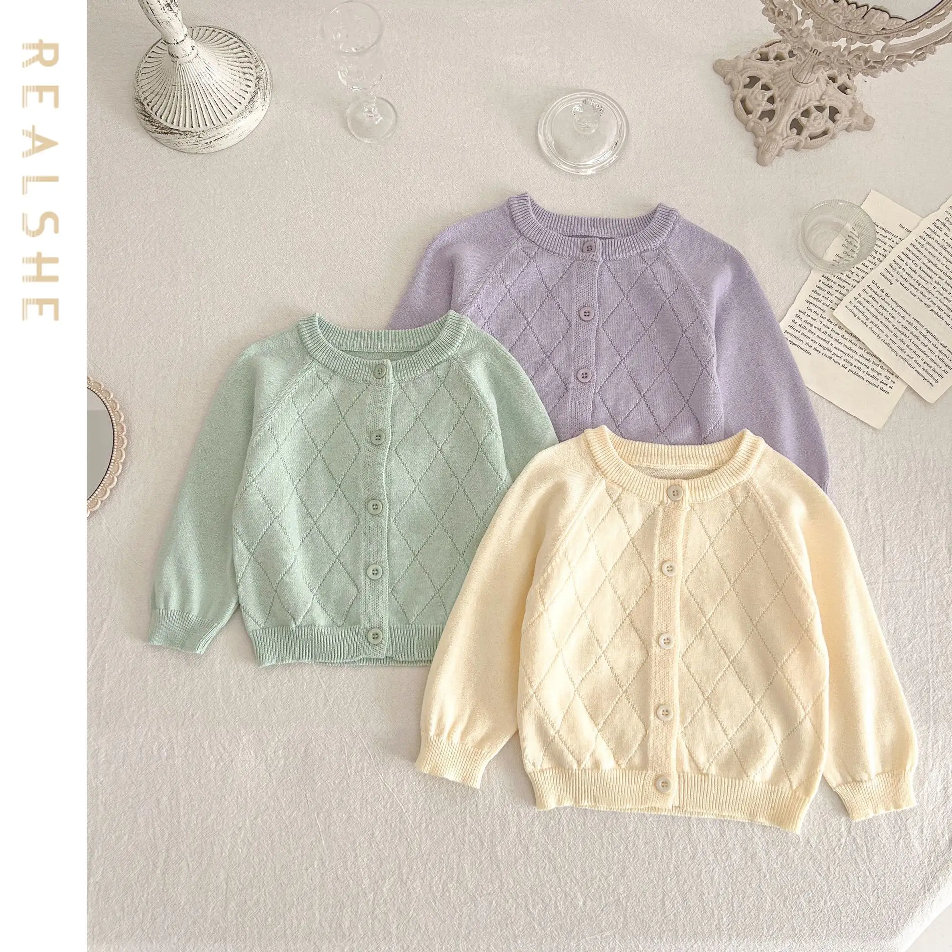 

2023 New Baby Girl Sweater Coats Solid Long Sleeve Knit Cardigan Autumn Infant Sweater Sweet Girls Jacket Baby Clothes