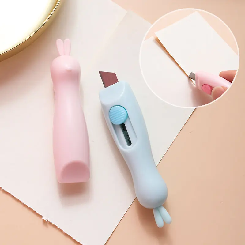 

Mini Bunny Utility Knife Kawaii Cartoon Rabbit Paper Letter Opener Portable Express Box Opener Knife DIY Stationery Accessories