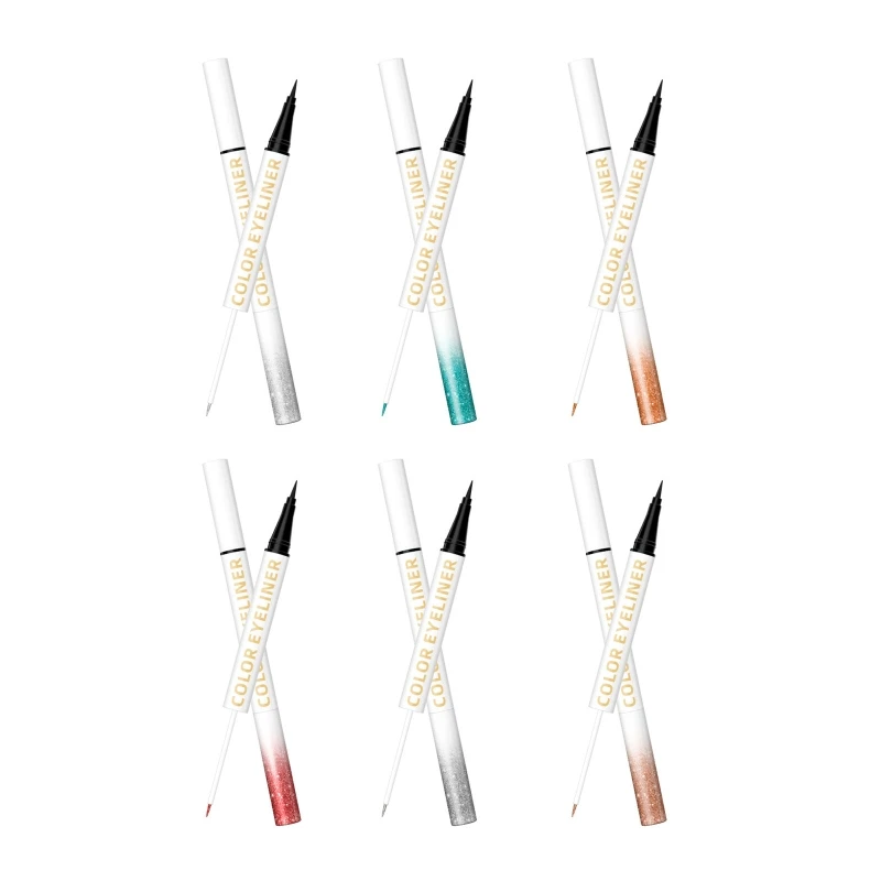 

Dual Ended Eyeliner Waterproof Metallic Shimmer Eyeliner & Black Eyeliner Pen,Long Lasting Smudge Proof Colored Eyeliner K3NE