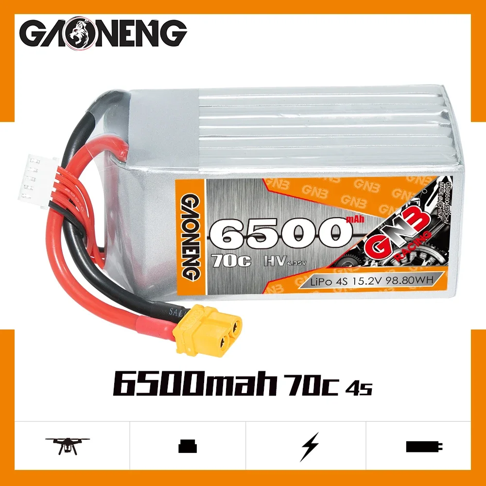 

GAONENG GNB 6500mAh 4S2P 15.2V 70C HV Soft Shorty Light Lipo Battery Pack With XT90S EC5 XT60 Plug For RC Car Race Boat Truck