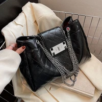 high capacity shoulder bags for women 2022 fashion pu leather big quilted branded luxury designer chain handbags purses totes