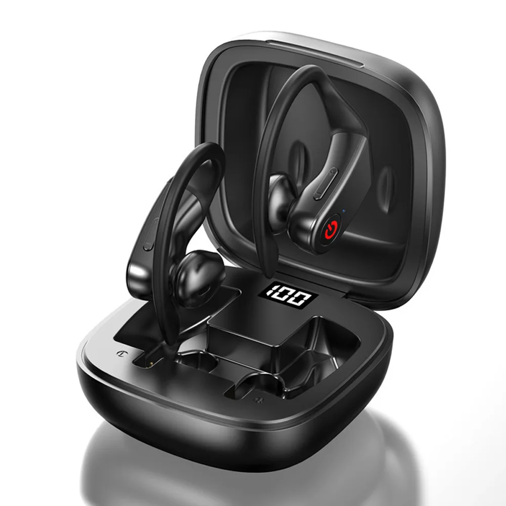 

TWS Bluetooth Earphones With Microphones Sport Ear Hook LED Display Wireless Headphones HiFi Stereo Earbuds Waterproof Headsets