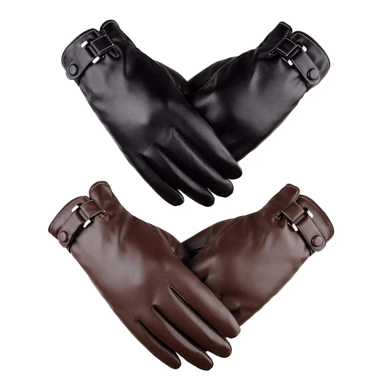 

Перчатки мужские зимние из экокожи, теплые ветрозащитные варежки для вождения, для работы с сенсорным экраном, на осень/зиму