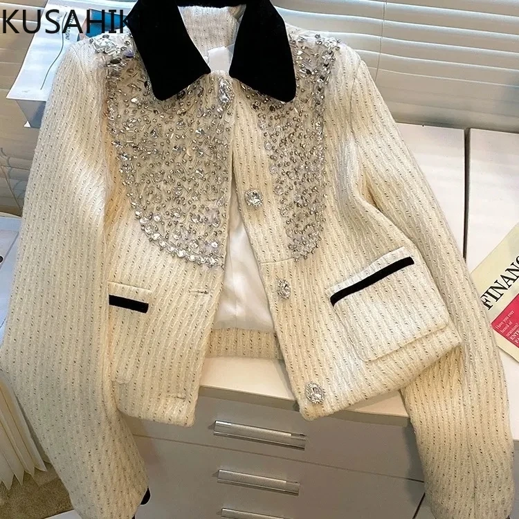 Женская куртка Миягава с отложным воротником элегантный кардиган контрастных