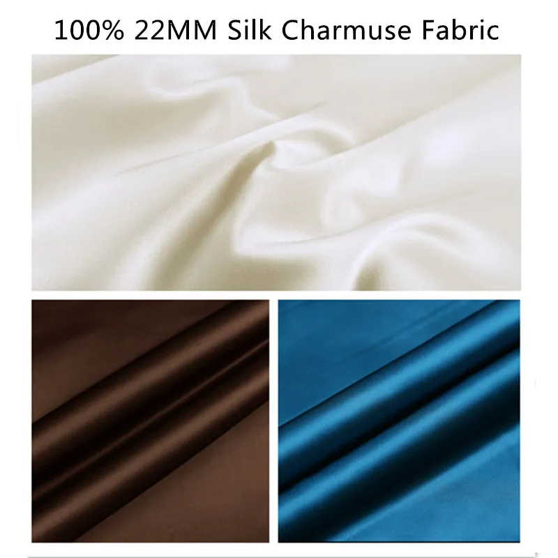 

100% Mulberry Stain Silk Fabric 22 Momme Width 114cm Plain Dyed Silk Super Smooth For Wedding DIY Dress Clothing Bedding