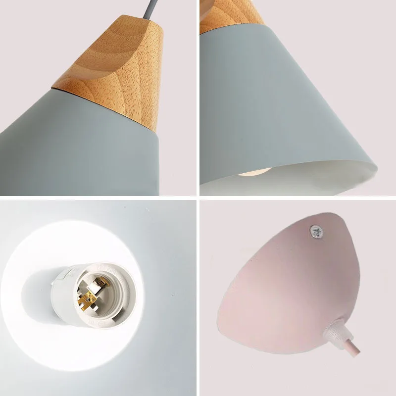 Продажа Деревянный подвесной светильник в скандинавском стиле, современный красочный абажур, лампа для кафе, бара, ресторана, спальни, кухни, декора...