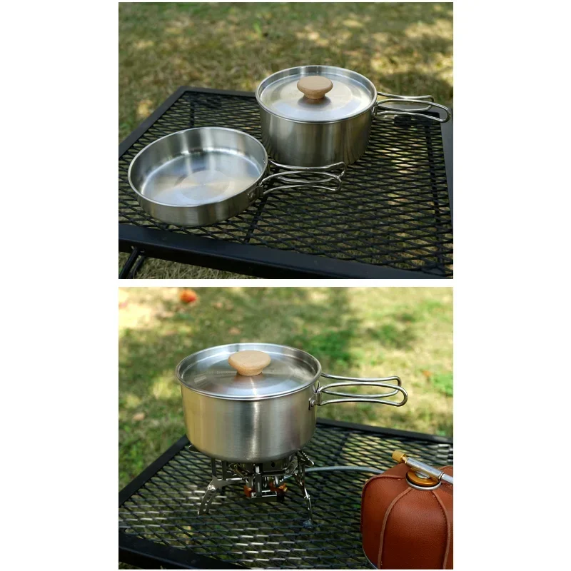 Набор кастрюль из нержавеющей стали для кемпинга