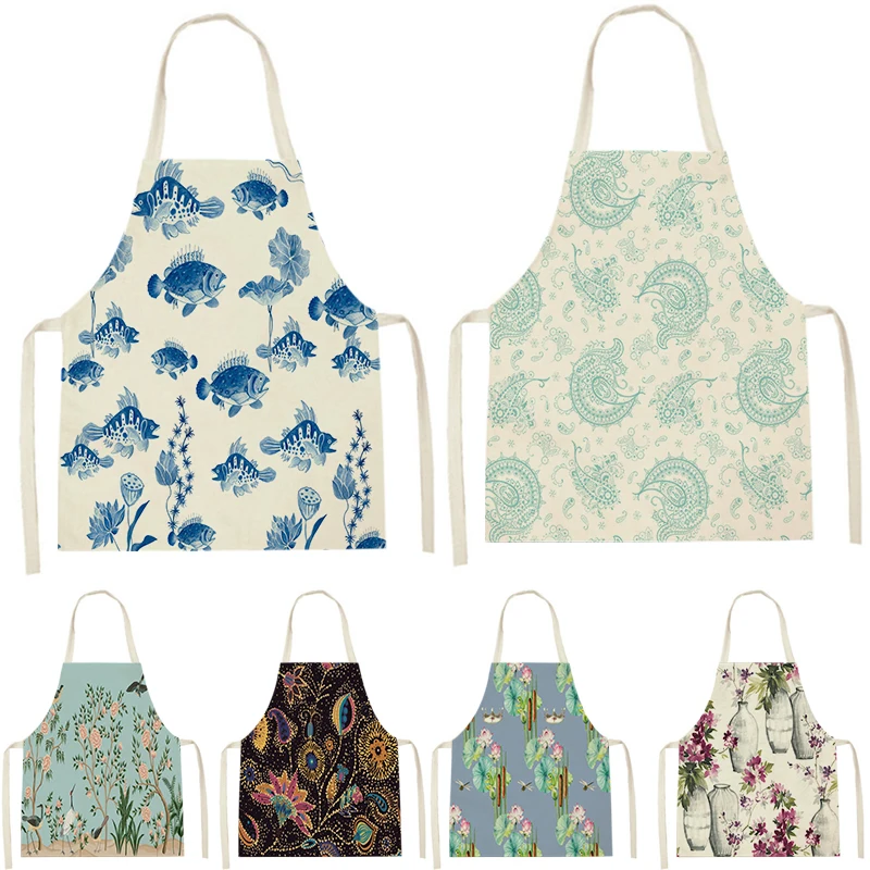 

Кухонный Фартук WQL2890 для женщин, без рукавов, из хлопка и льна