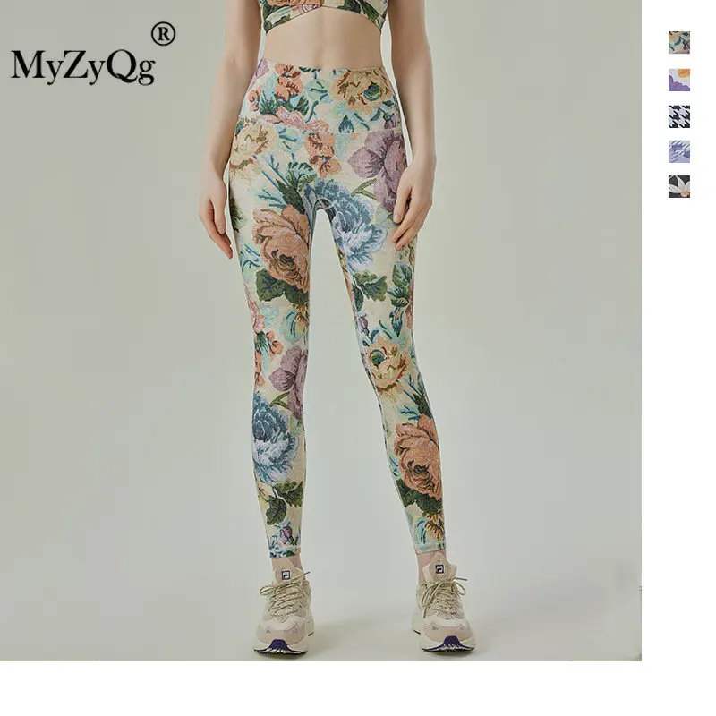 

MyZyQg Spring Summer Guofeng Yoga Leggings Sports Tight High Strength Running Gym Fitness Pants
