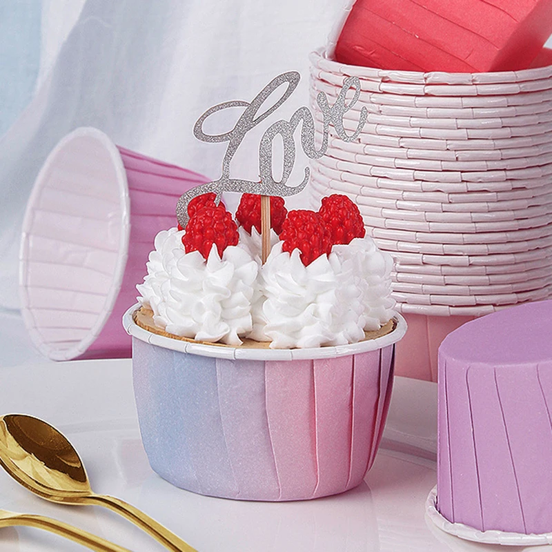 

New Cake Tools Powder Blue Gradient Cake Cup Muffin Cup Suitable For Oven Heating Heat-resistant Cupcake Baking Cup