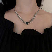new fashion black love chain necklace for women gothic style collarbone chain choker necklace jewelry gift