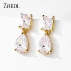 ZAKOL классические квадратные висячие серьги с кубическим цирконием для женщин, модные свадебные ювелирные изделия для помолвки EP1035