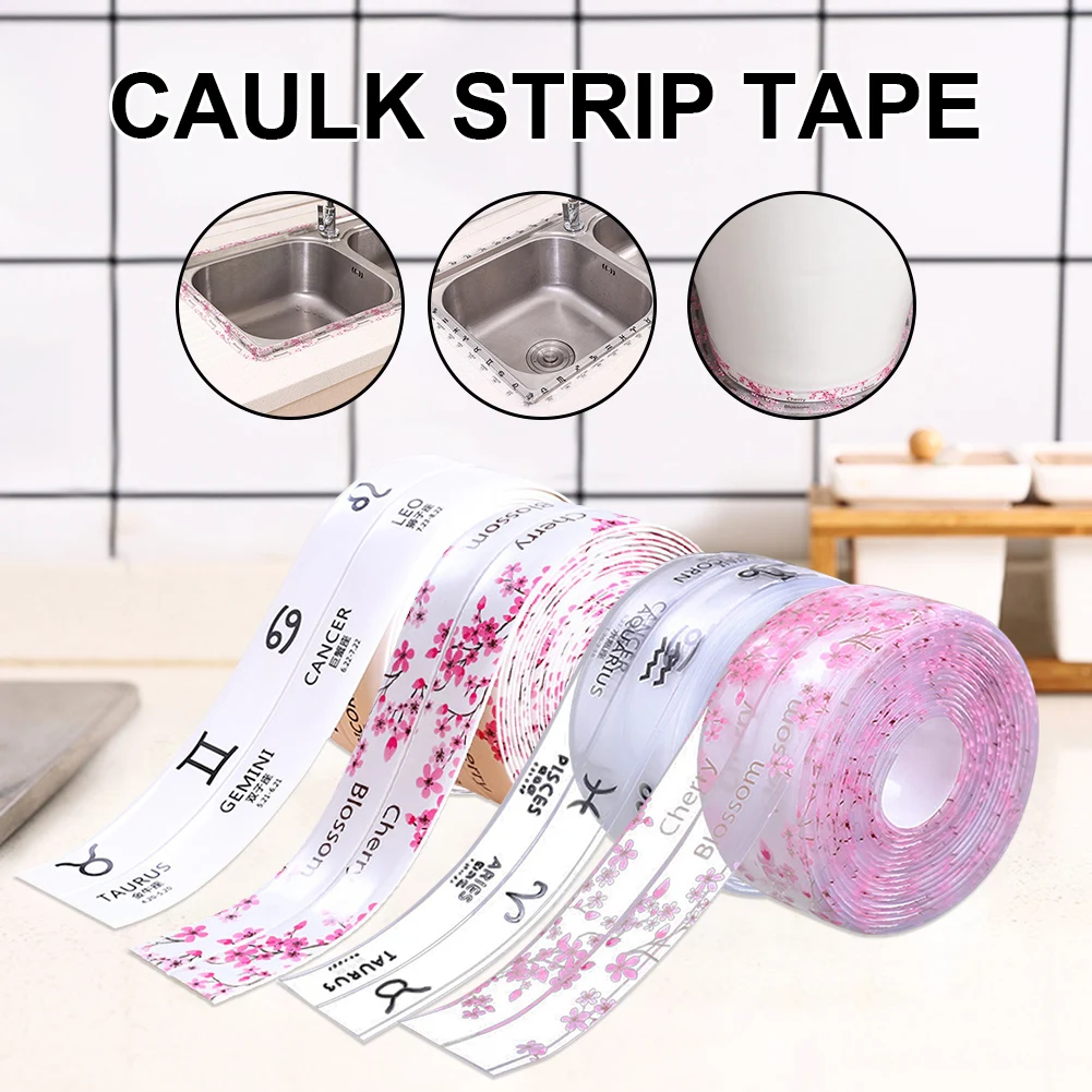 

3.2m Kitchen Mildewproof Sealing Strip Self-adhesive Caulk Strip Tape PVC Bathroom Countertop Waterproof Caulk Sealant Strip