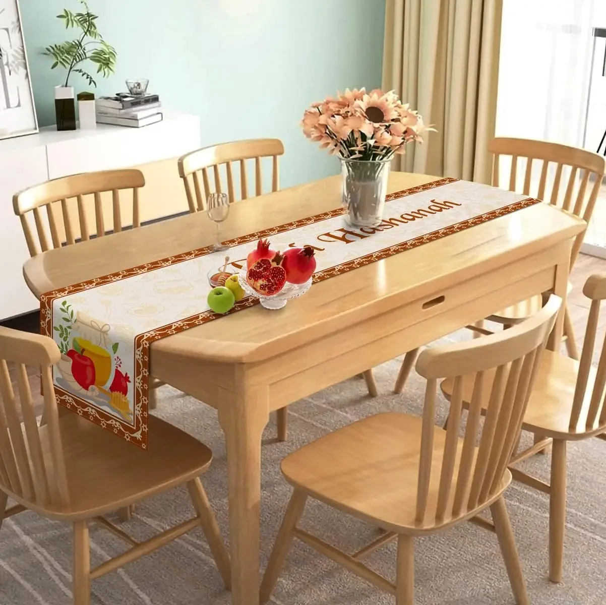 Рош Хашань Льняная Скатерть Декор Стола Шана Тува Еврейский Праздник Новый Год