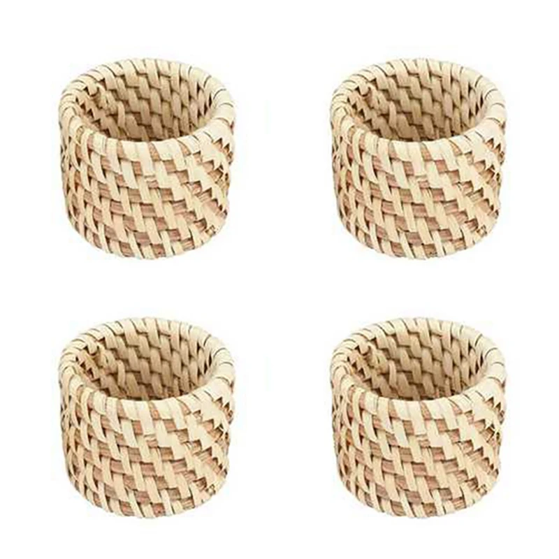 

Woven Rattan Material Napkin Rings Farmhouse Napkin Ring Handmade Natural Rustic Napkin Holder Braided Serviette Buckles