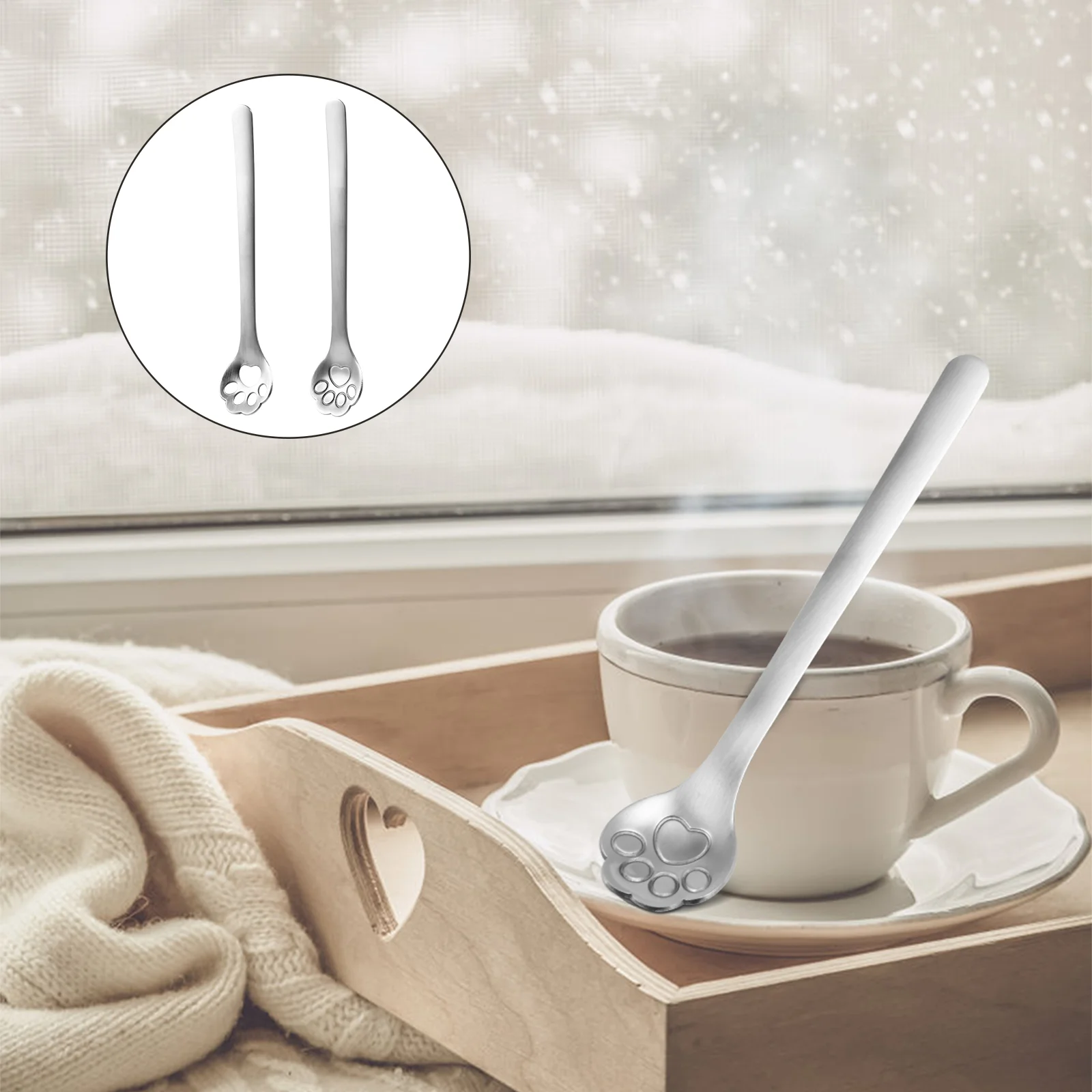 

Spoon Spoons Dessert Coffee Cat Mini Paw Stainless Steel Espresso Stirring Tea Ice Metal Mixing Cream Christmas Sugar Teaspoons