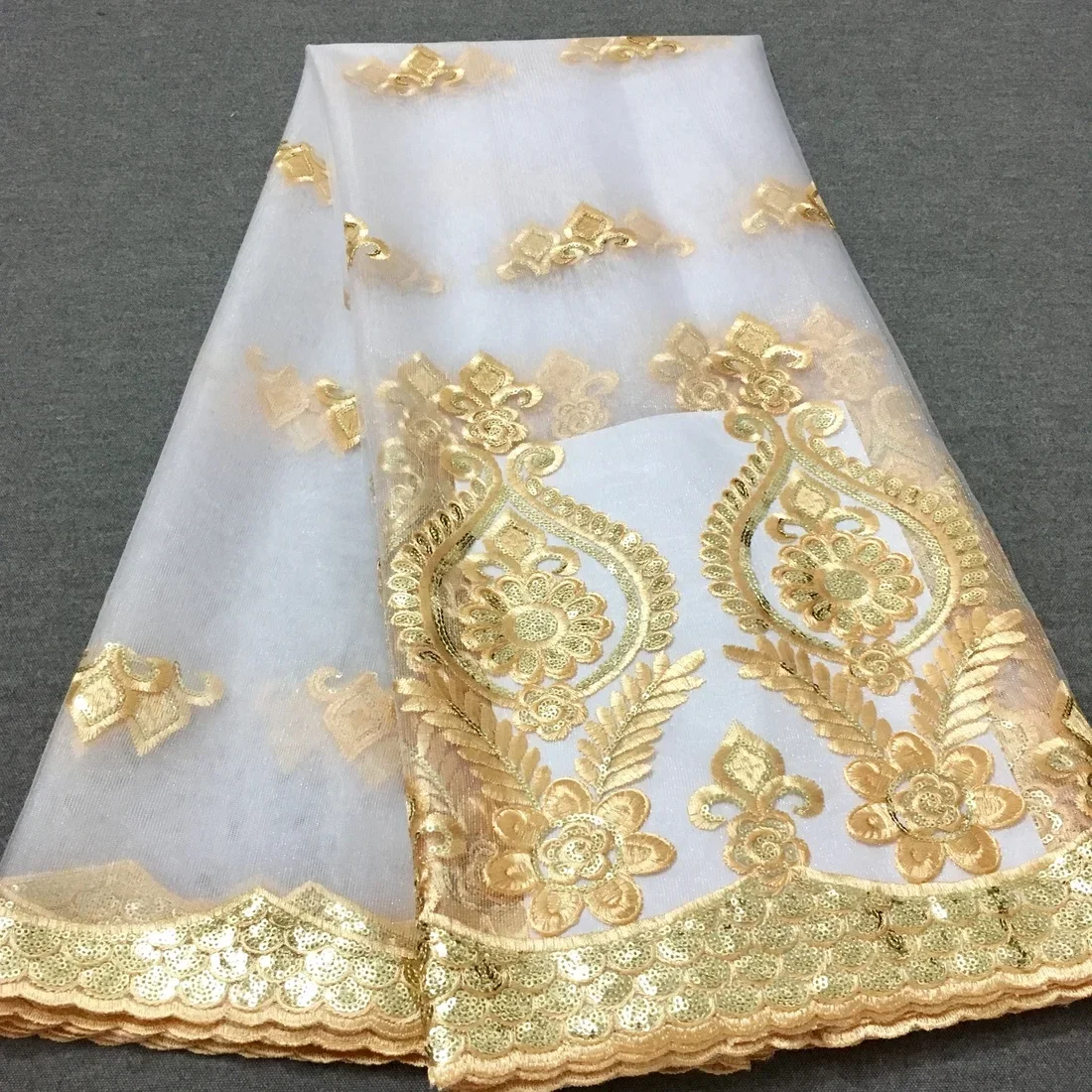 Блестящая африканская французская сетчатая кружевная ткань с блестками для