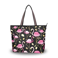 2022 fashion shoulder bags women big size handbags tote ladies flamingo print premium polyester fabric womens bag beach bolsa