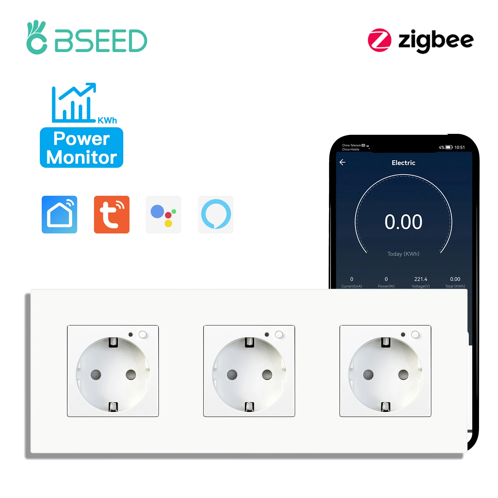 

Умные розетки BSEED двойные пластиковые