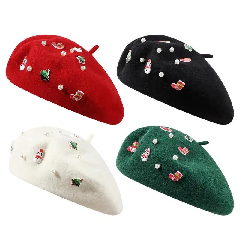 Рождественский берет для девочек зимний теплый и устойчивый к холоду шерстяной