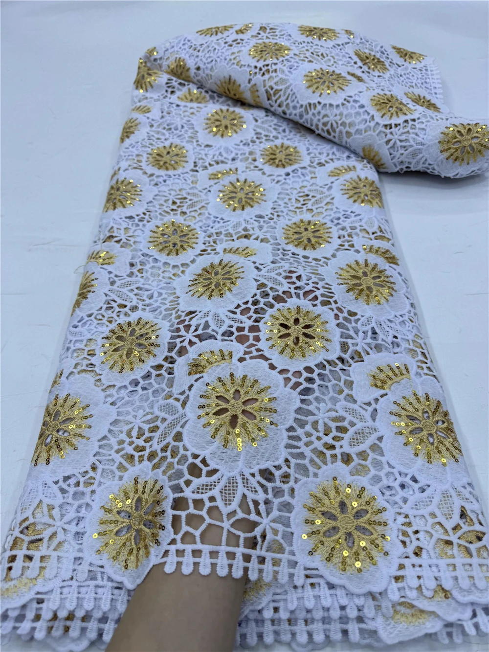 2024 белые золотые блестки лазерное шитье Водорастворимая французская