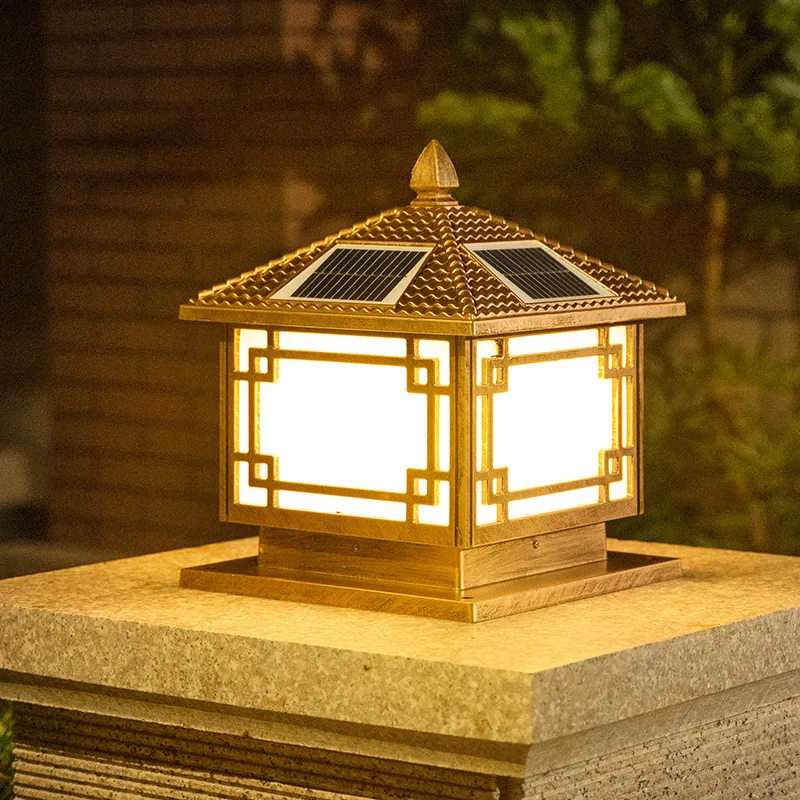 

Solar Energy Column Head Lamp Outdoor Solar Energy Wall Lamp Retro Chinese Courtyard Lamp Pillar Top Lamp At The Gate