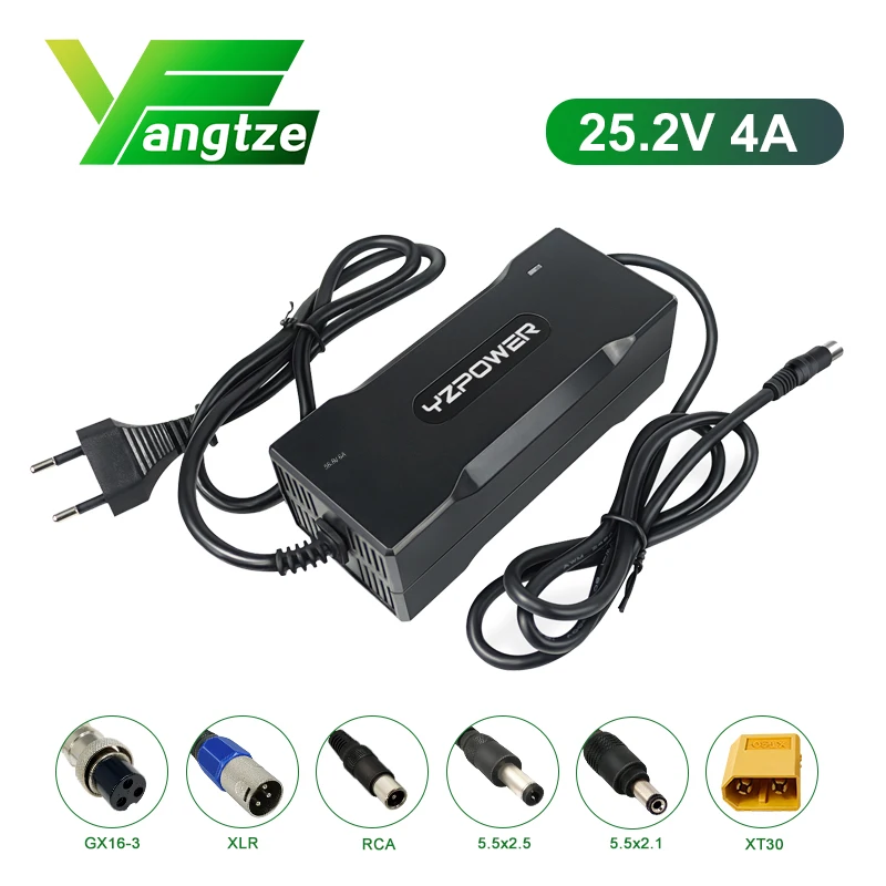 

Yangtze 25.2V 4A Lithium Battery Charger with Output Plug for 22.2V E-bike Li-Ion Lipo Universal E-tools With Cooling Fans