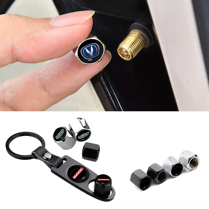 

1set Car Wheel Case Tire Valve Caps Covers with Keychain for Nissan Qashqai J10 J11 350z Micra D40 Cefiro A31 Car Accessories