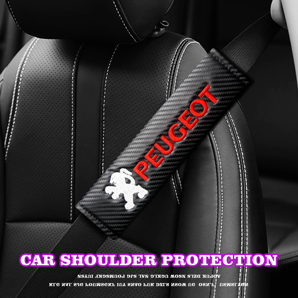 

Car Seat Safety Belt Cover Pads Shoulder Protector Carbon Fiber Leather Accessories for Peugeot 2008 107 108 206 207 308 307 407