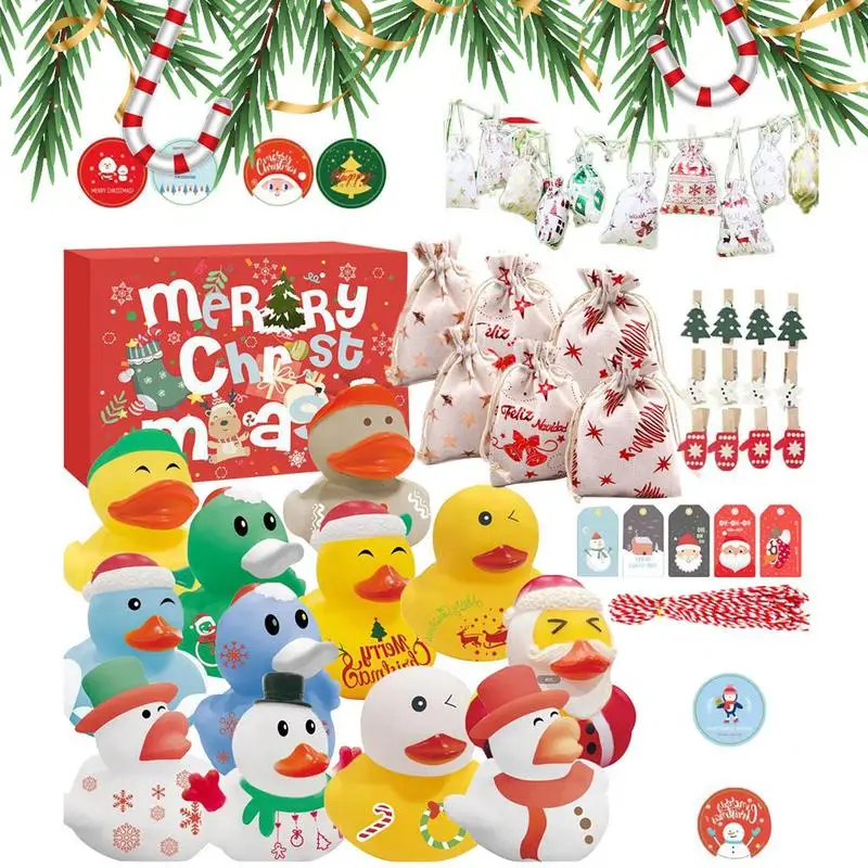 

Christmas Rubber Duck Advent Calendar 60pcs Christmas Countdown Ducks Toys Set For Kids Summer Beach Pool Toys For Girls Toddler