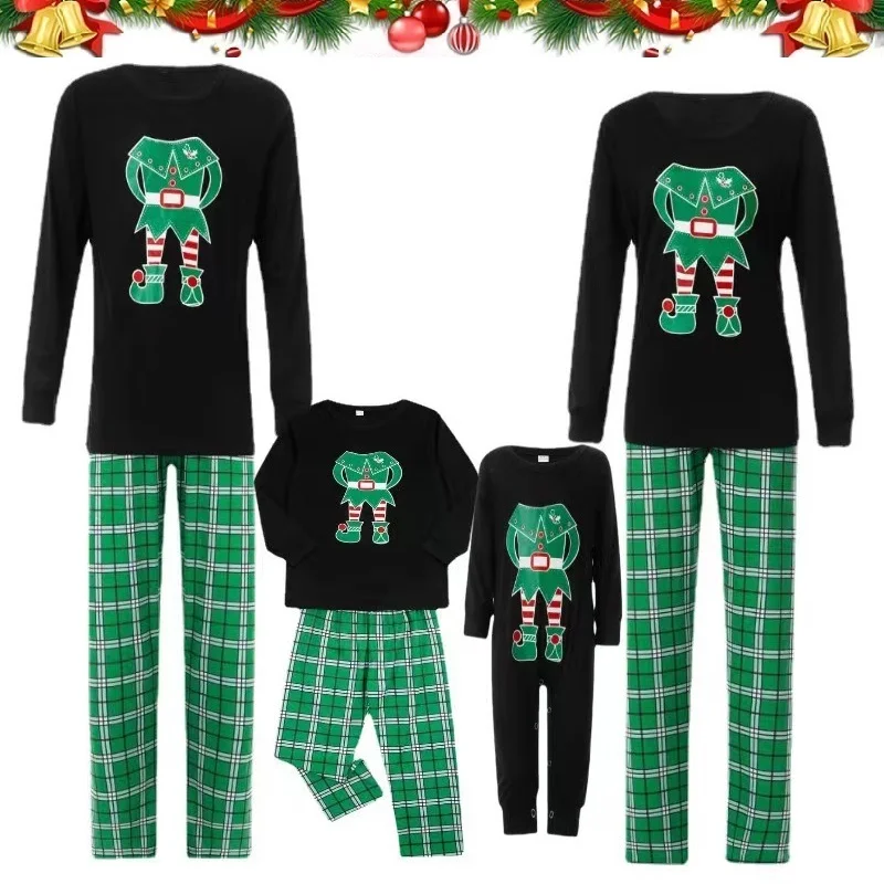 

2022 Funny Christmas Family Matching Outfits Plaid Papa Mama Kids Pajamas Sets Daddy Mommy and Me Xmas Pj's Clothes Baby Romper