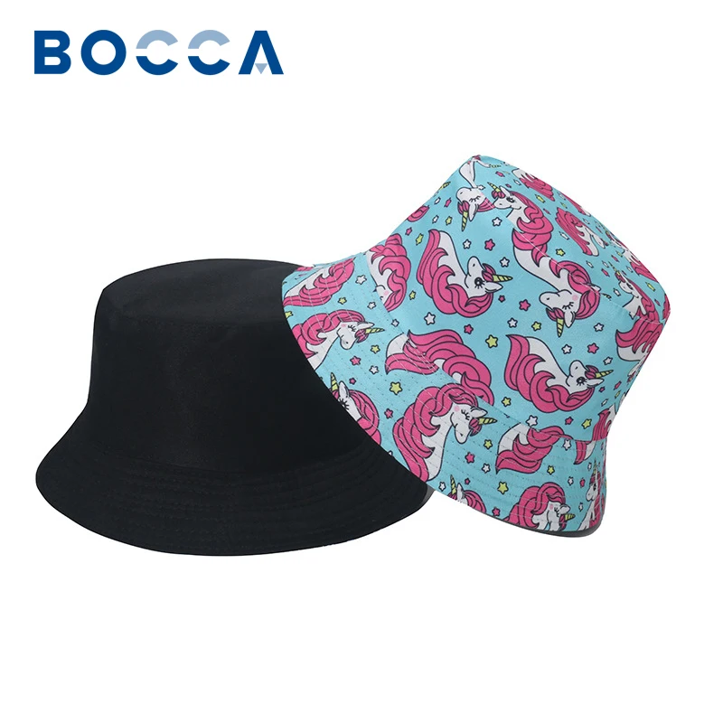 

Bocca Unicorn Bucket Hat Cartoon Panama Fisherman Hats For Men Women Unisex Double Sides Summer Outdoor Travel Sun Cap Gorras