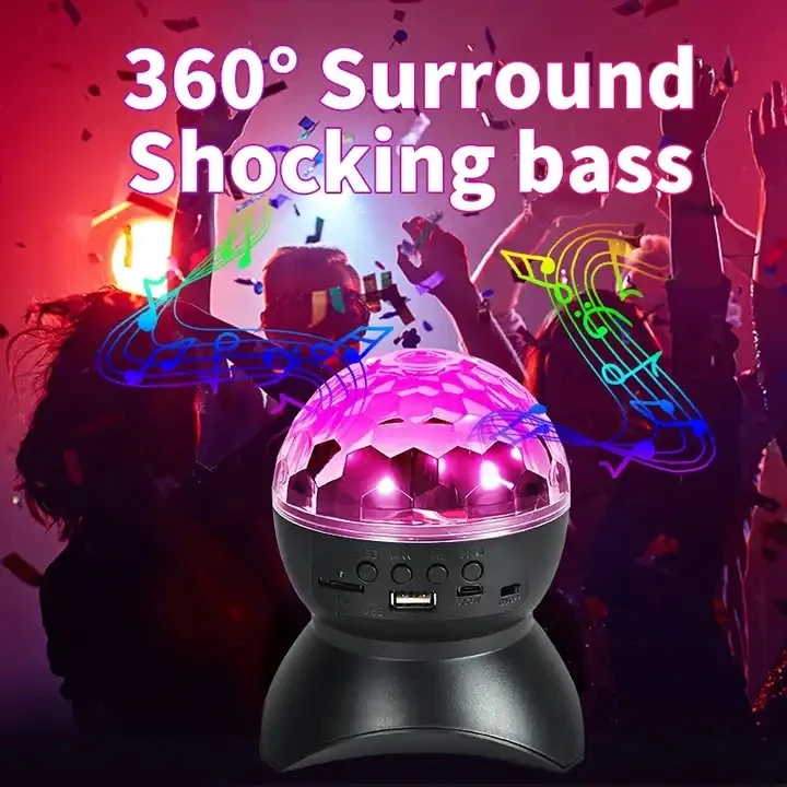 

Speakers Disco Ball Wireless Bluetooth Music Rotating Stage Light RGB Strobe Laser Projector Rechargeable DJ Ball Party Lights