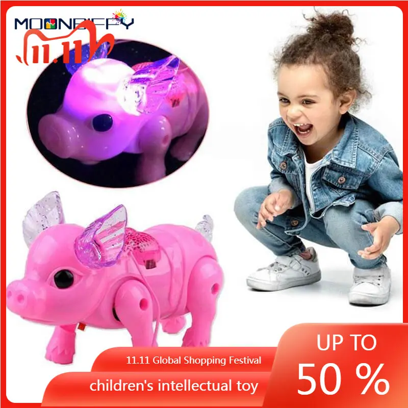 

Hot Pink Color Electric Walking Pig Toy with Light Musical Kids Funny Electronics Toy Children Birthday Gift Toys Video Footage