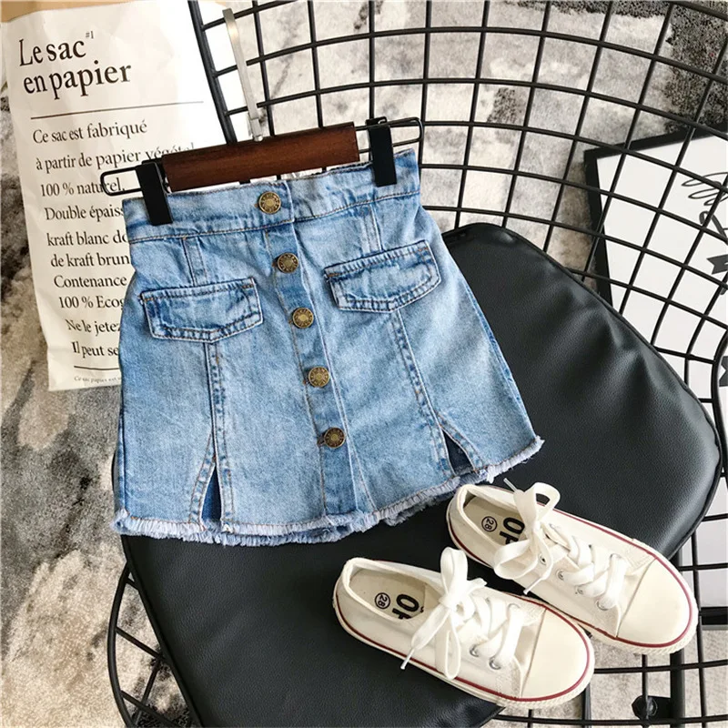 

Girls 2023 Summer Korean Style Half Skirt Little Girls Fashion Jeans Kids Pants Capris Teenage Girls Clothing