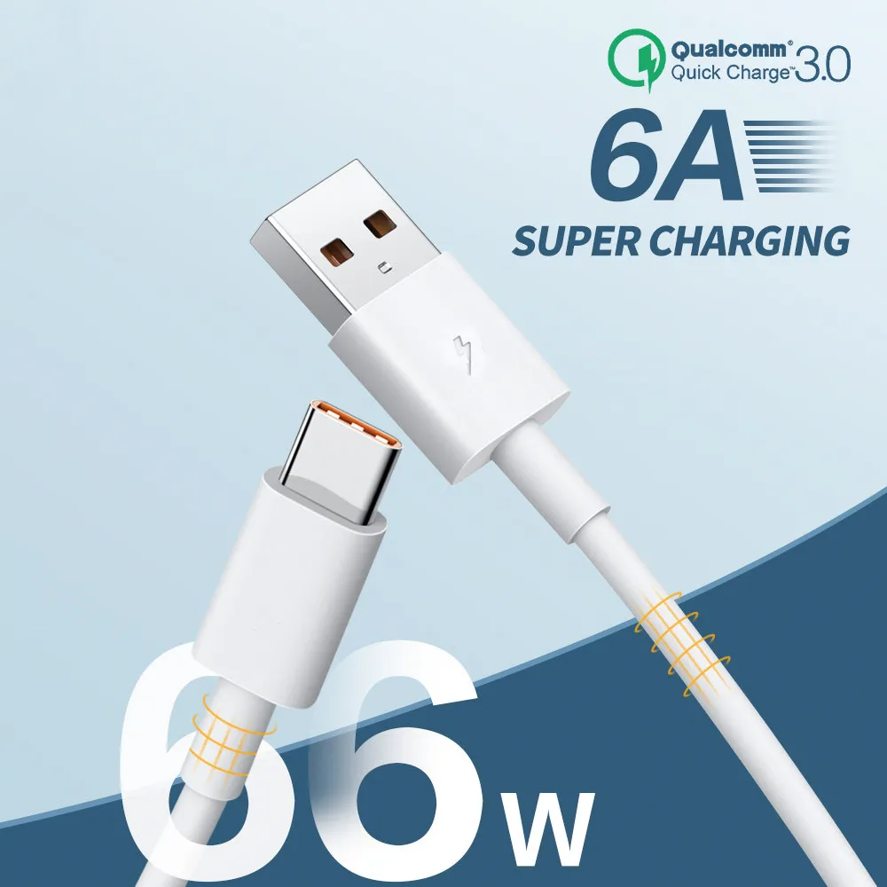 

Супербыстрый кабель USB Type C 6A 66 Вт для Huawei Mate 50 Xiaomi 12 Pro Mi 11 Samsung S22, быстрая зарядка, шнур для передачи данных
