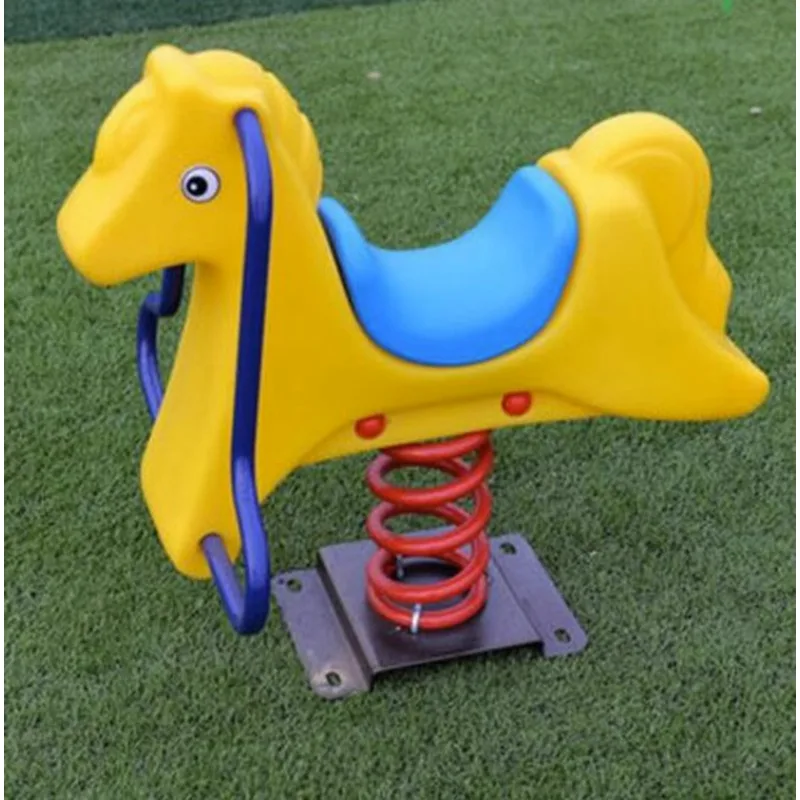 

Children outdoor spring kindergarten children rocking horse animal wooden horse park community fitness equipment toys