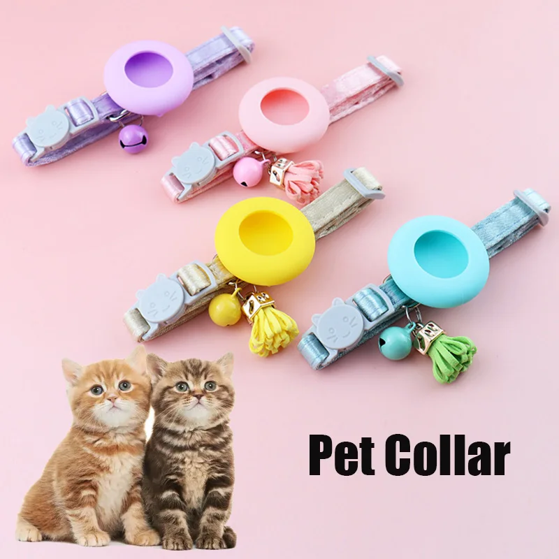 

2022 New Silicone Airtag Case Dog Cat Bell Collar Protective Sleeve Pet Collar Clip Cover Ethnic Without Airtag With Bell