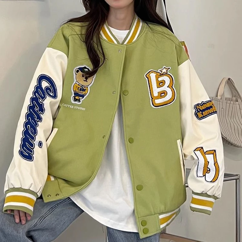 Американская бейсбольная форма женская винтажная свободная осенняя куртка с